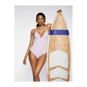 Koton Basic Textured Swimwear V-Neck Thin, Adjustable Straps Covered.