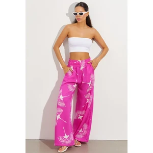 Cool & Sexy Women's Fuchsia Palazzo Pants with Pocket PM168-2