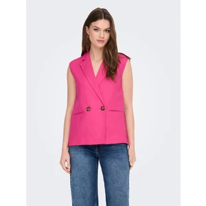 Dark pink women's linen vest ONLY Caro - Ladies