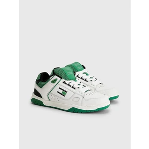 Green-White Mens Leather Sneakers Tommy Jeans - Men