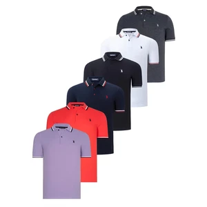 SIX SET T8594 DEWBERRY MENS T-SHIRT-BLACK-WHITE-NAVY BLUE-ANTHRACITE-POMEGRANATE-LILAC