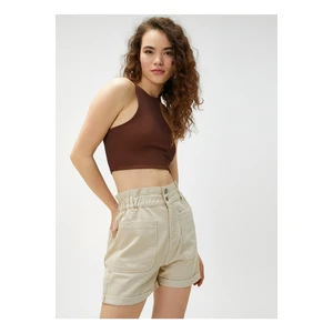 Koton Tie Waist Standard Women's Beige Shorts 3sal40004mw