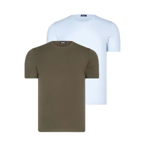 DUAL SET T8569 DEWBERRY BIKE COLLAR MENS T-SHIRT-BLUE-KHAKI