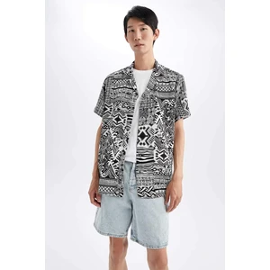 DEFACTO Regular Fit viscose Printed Short Sleeve Shirt