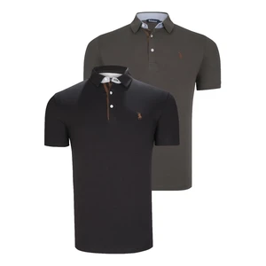 DUAL SET T8582 DEWBERRY MENS T-SHIRT-BLACK-KHAKI