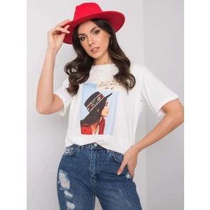 White women's t-shirt with a print