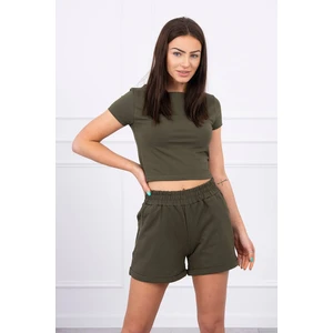 Cotton set with shorts khaki