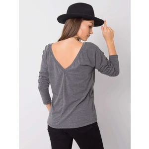 Dark gray melange blouse with a neckline on the back