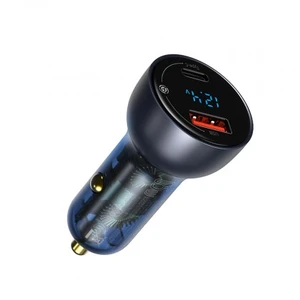 Baseus Particular Digital Display QC+PPS Dual Quick Charger Car Charger 65W + Xiaobai USB-C/USB-C 1m , čierna