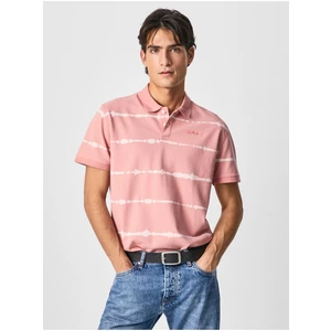 Pink Men's Striped Polo T-Shirt Pepe Jeans Farrell - Men
