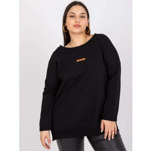 Black size jersey blouse made of Honorine cotton