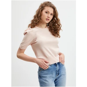 Light pink Ladies Short Sleeve Sweater Guess Emma - Women