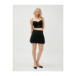 Koton Pleated Mini Skirt with Lace Detail