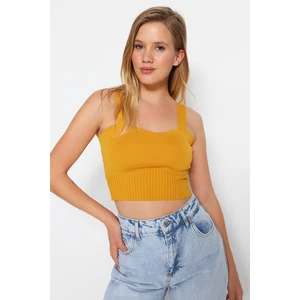 Trendyol Mustard Crop Knitwear Blouse