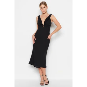 Trendyol Black Lined Woven Elegant Evening Dress