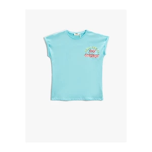 Koton T-Shirt - Turquoise - Fitted