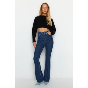 Trendyol Dark Blue High Waist Flare Jeans