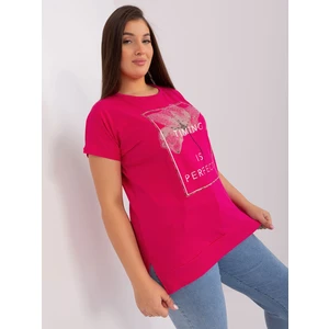 Lady's Fuchsia Cotton Blouse with Appliqués