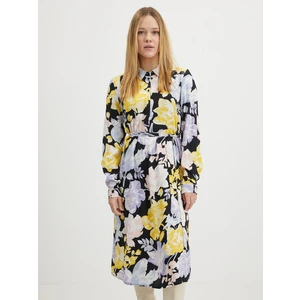 Black and yellow women's floral dress VILA Kikki - Ladies