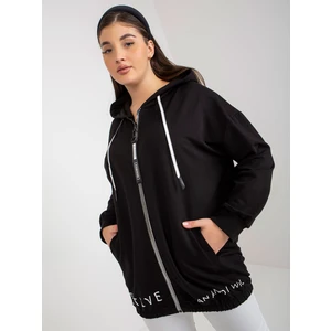 Black hoodie plus zippered size with text