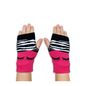 Denokids Zebra Girls' Pink Black Fingerless Gloves