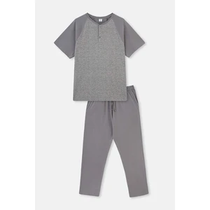 Dagi Gray Raglan Sleeve Jacquard Pajamas Set