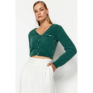 Trendyol Dark Green Feathered Knitwear Cardigan