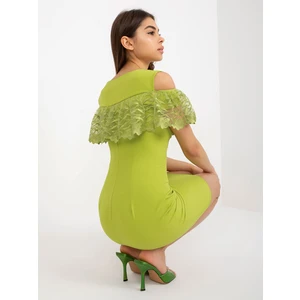 Lime cocktail dress with wide frills