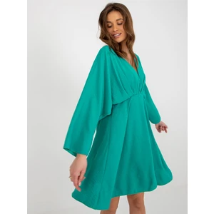 Turquoise V-neck dress by Zayna