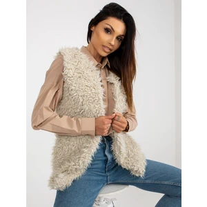 Beige fur vest with lining Sybille