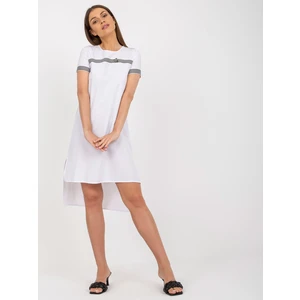 Casual white dress of asymmetrical cut