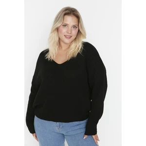 Trendyol Curve Plus Size Sweater - Black - Regular fit