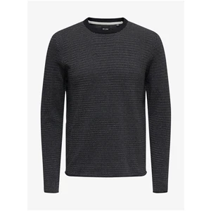 Dark Blue Ribbed Sweater ONLY & SONS Niguel - Men