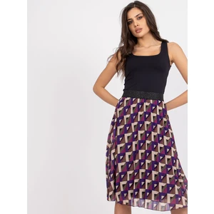 Purple-beige pleated skirt Alessia