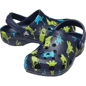 Crocs Kids' Classic Monster Print Clog Navy 19-20