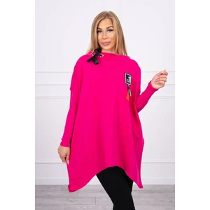 Oversize sweatshirt with asymmetrical sides fuchsia