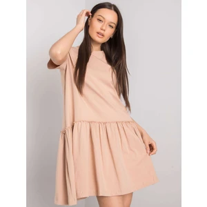 Beige cotton dress with a frill