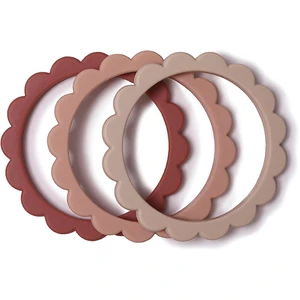 Mushie Flower Teething Bracelet kousátko Rose/Blush/Shifting Sand 3 ks