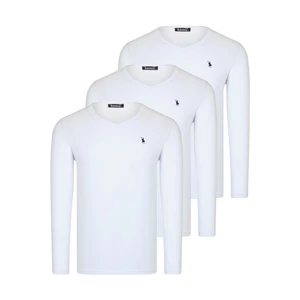 TRIPLE SET T8587 DEWBERRY V COLLAR MEN'S SWEATSHIRT-WHITE-WHITE-WHITE