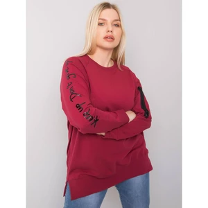 Plus size maroon sweatshirt tunic with Parma inscriptions on the sleeves