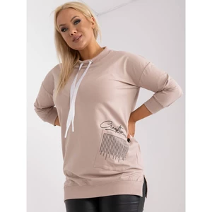 Plus size beige cotton tunic with pocket by Sylviane