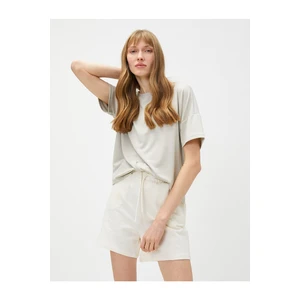 Koton Short Sleeve Pajama Top, Crew Neck Modal-Mixed.