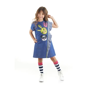 Mushi Three Friends Knitted Girls' Blue Dress