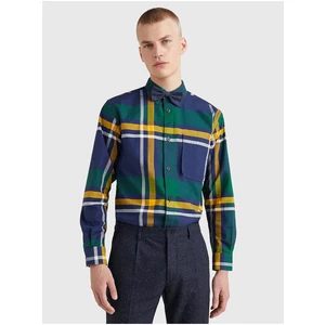 Blue and Green Mens Patterned Shirt Tommy Hilfiger - Men