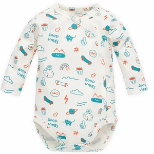 Pinokio Kids's Orange Flip Bodysuit Buttoned Longsleeve