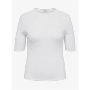 White Women's Ribbed T-Shirt ONLY CARMAKOMA Ally - Women