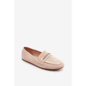 Beige women's eco-suede loafers Ladite