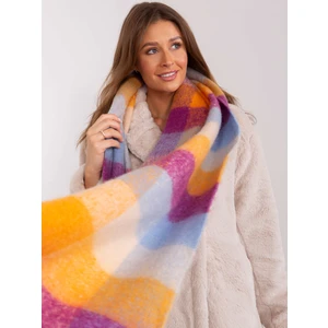 Purple and Orange Women's Wide Plaid Scarf