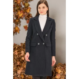 Z6672 DEWBERRY WOMEN'S COAT-PLAIN NAVY BLUE