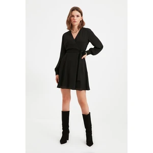 Trendyol Black Belted Petite V-Neck Dress